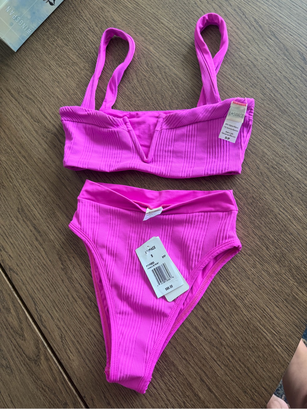 L-Soace Hot Pink Ribbed Two-Piece Bikini Swim Set - Small